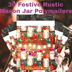 30 Festive Rustic Mason Jars‎ 10x13 Poly Mailers